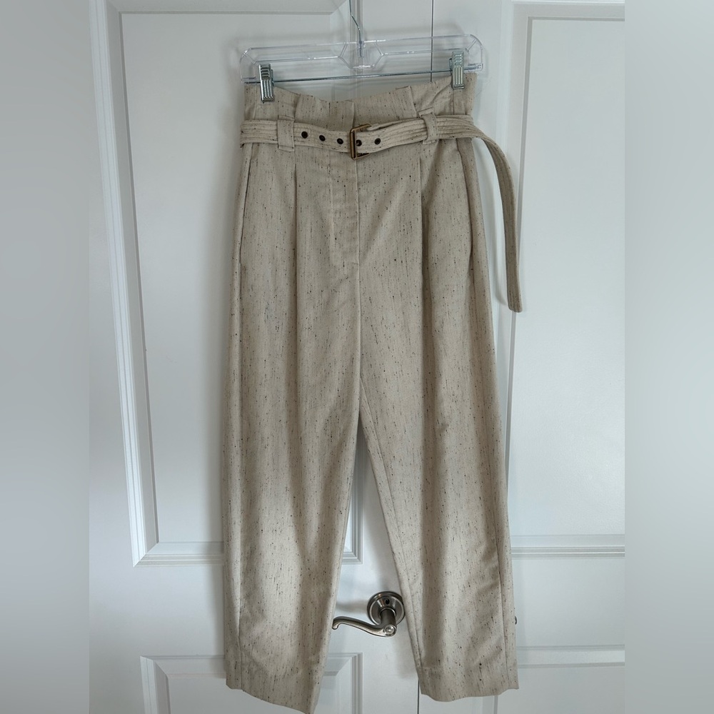 Tela Livello belted pleated trousers cream wool silk xs Amalfi Mediterranean